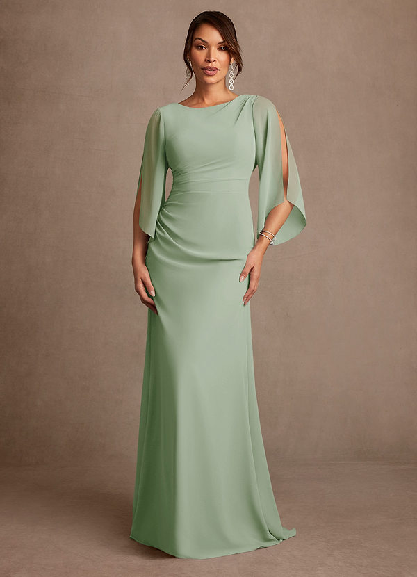 Azazie Anaheim Abiti Mamma della Sposa Abito A-Line in Chiffon Plissettato Verde Salvia image1
