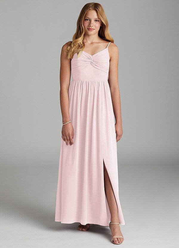 Azazie Zeya Junior Blushing Pink A-Line Chiffon Dress image1