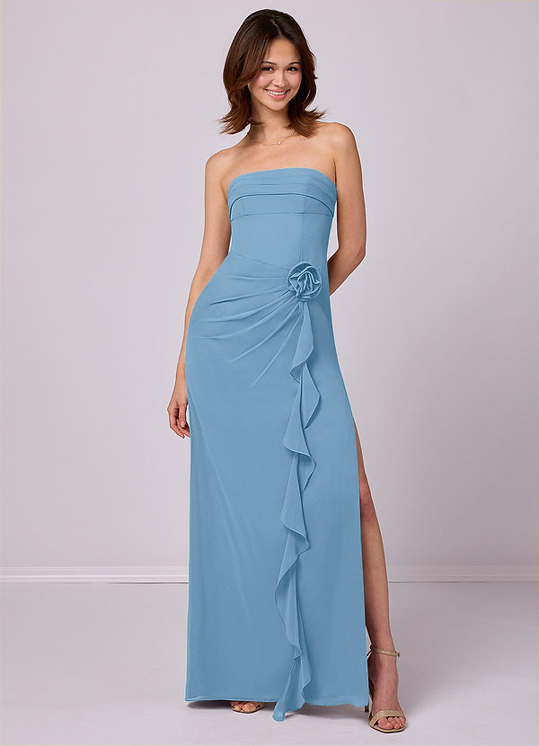 Barbie ♥ Azazie Bridesmaid Dresses Steel Blue Sheath Strapless Chiffon Convertible Dress image1
