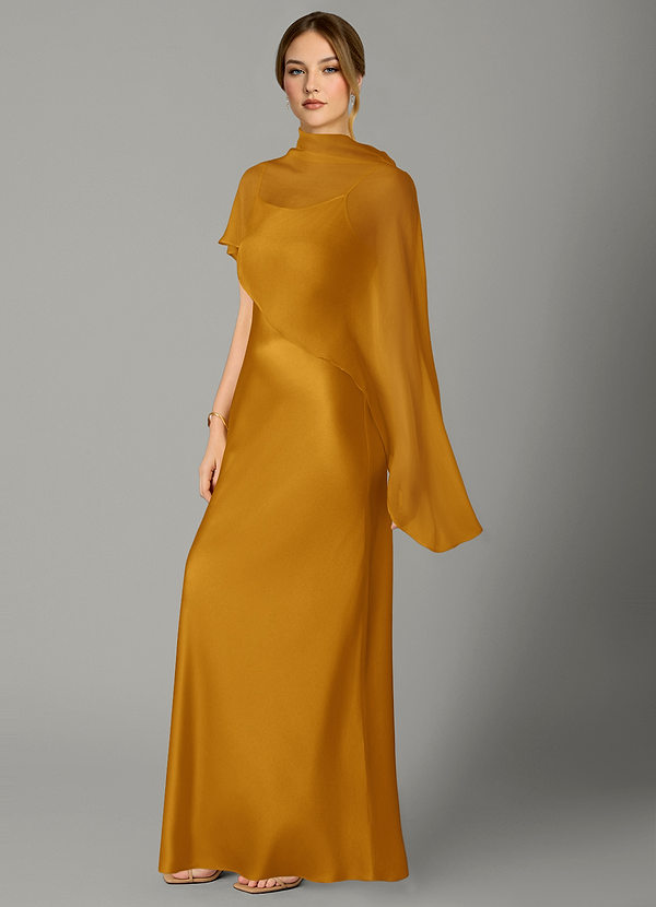 Azazie Jaleesa Bruidsmeisjes Jurken Jurk van Stretch Satijn met A-Lijn Hoge Kraag Boterbabbelaar image1