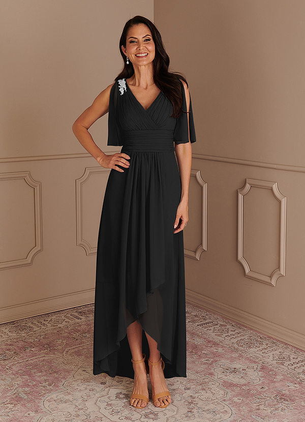 LEEZ Asymmetrical Dress Black and White Silhouette Line main image 1
