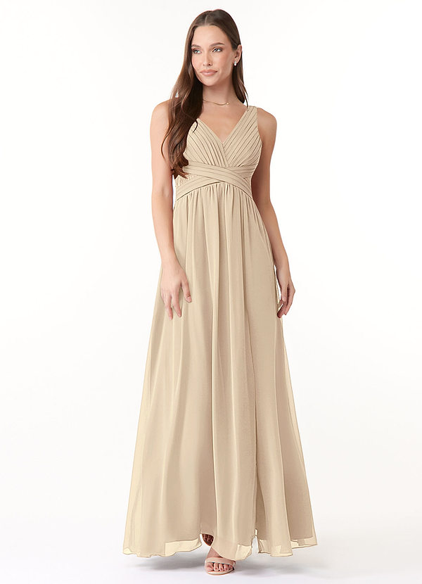 Azazie Genelle Bridesmaid Dresses A-Line Lace Chiffon Floor-Length Dress image1