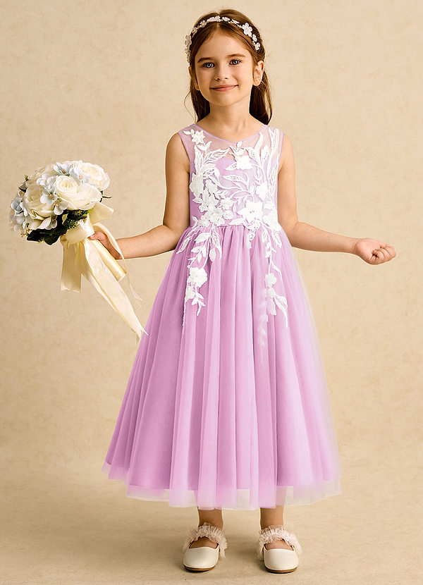 Azazie Sundae Blumenkinder Kleider Ballkleid Spitze Kleid Bonbonrosa image1