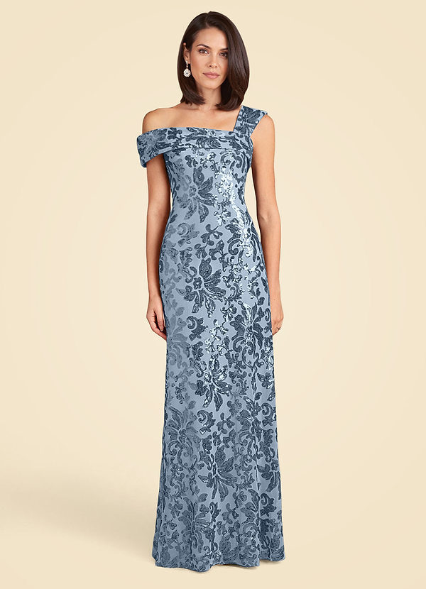 Azazie Odessia Mother of the Brides Dresses Dusty Blue A-Line Sequins Lace Dress image1