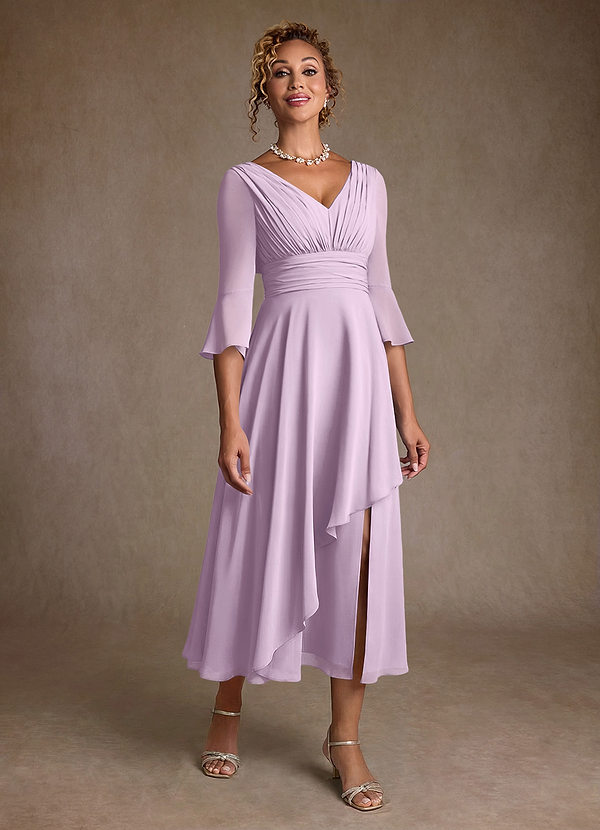 Azazie Aerynne Mother of the Brides Dresses Frosted Lilac A-Line Pleated Chiffon Dress image1