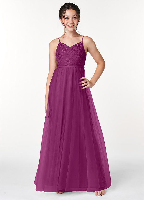 Vestido De Dama De Honor Para Jóvenes Con Escote En Los Hombros Orquídea