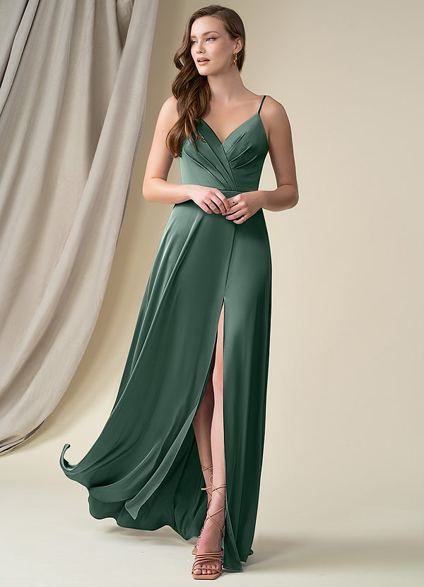 Eucalyptus Azazie Madaleine Stretch Satin Dress Bridesmaid Dresses Azazie