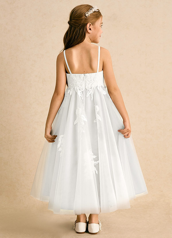 Azazie Coraline Flower Girl Dresses Ivory A-Line Lace Dress image1