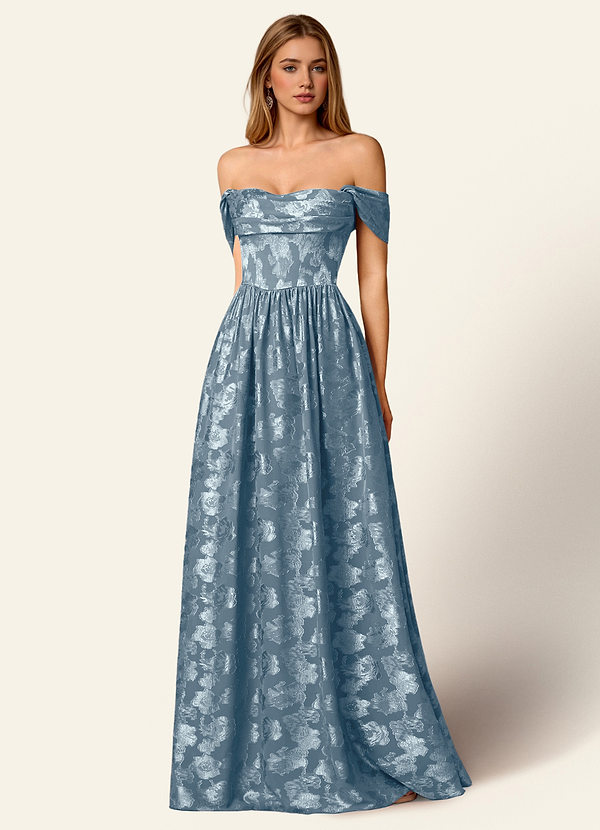 Briar Dusty Blue Off-Shoulder Pleated Prom Dress image1