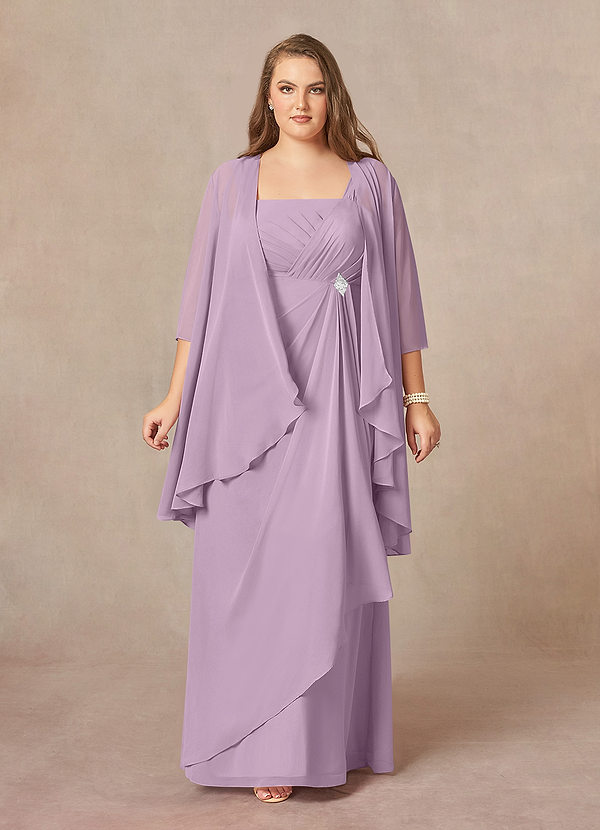Wisteria Mother Of The Bride Dresses Elegant A-Line Beading Long Sleeves Tea-Length Chiffon Mother Of The Bride Dress
