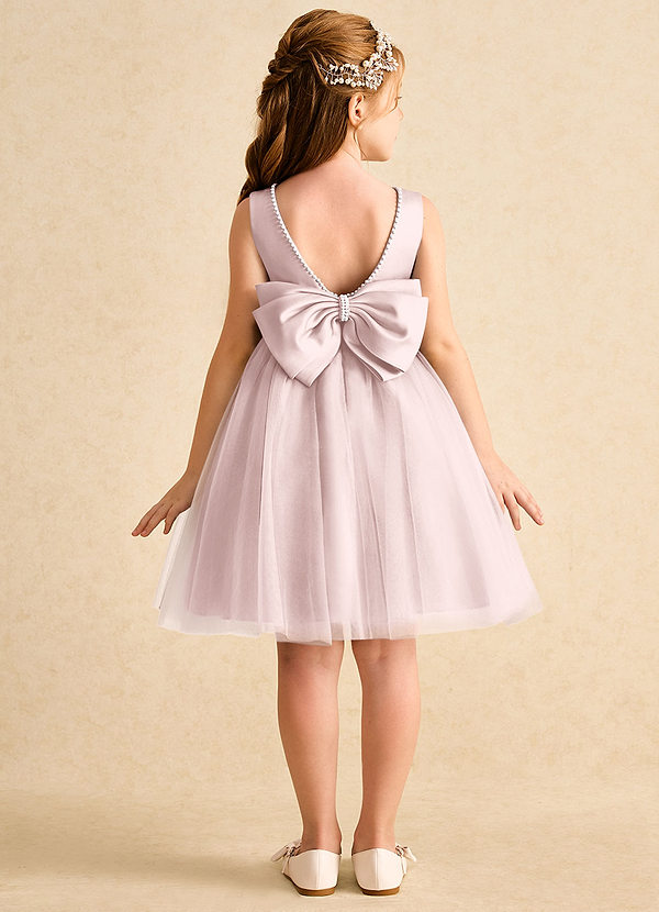 Azazie Jani Abiti da Damigella Bambina Abito A-Line in Tulle Fiocco Rosa Rossore image1