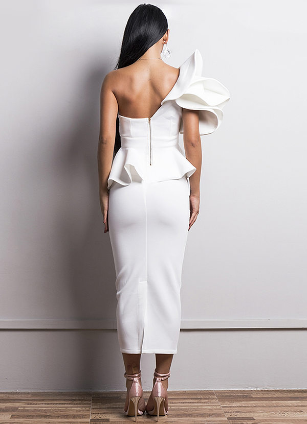 missord exaggerated ruffle one shoulder