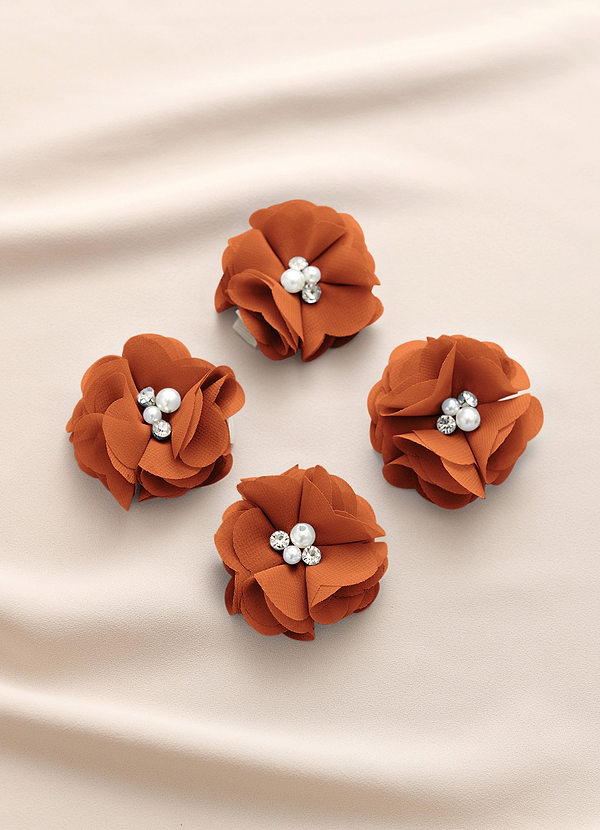front Four-Piece Matching Color Chiffon Hair Clip Set