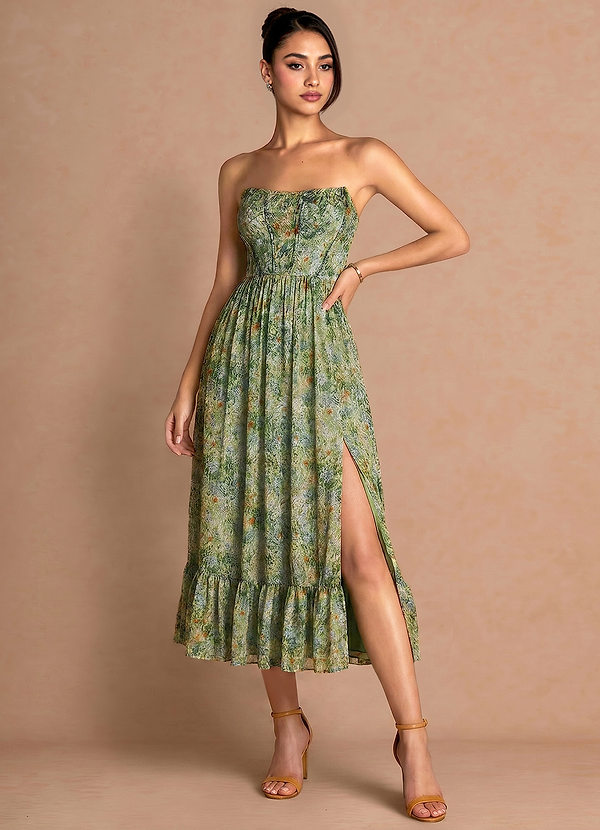 Portia Green Floral Midi Dress image1