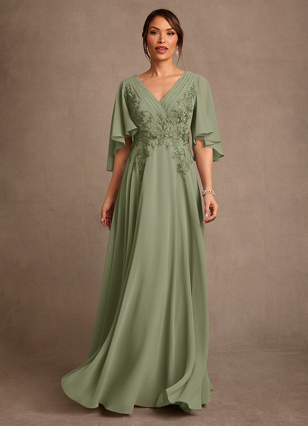 Azazie Tilda Abiti da Mamma Sposa Abito A-Line in Chiffon Pizzo Pistacchio image1