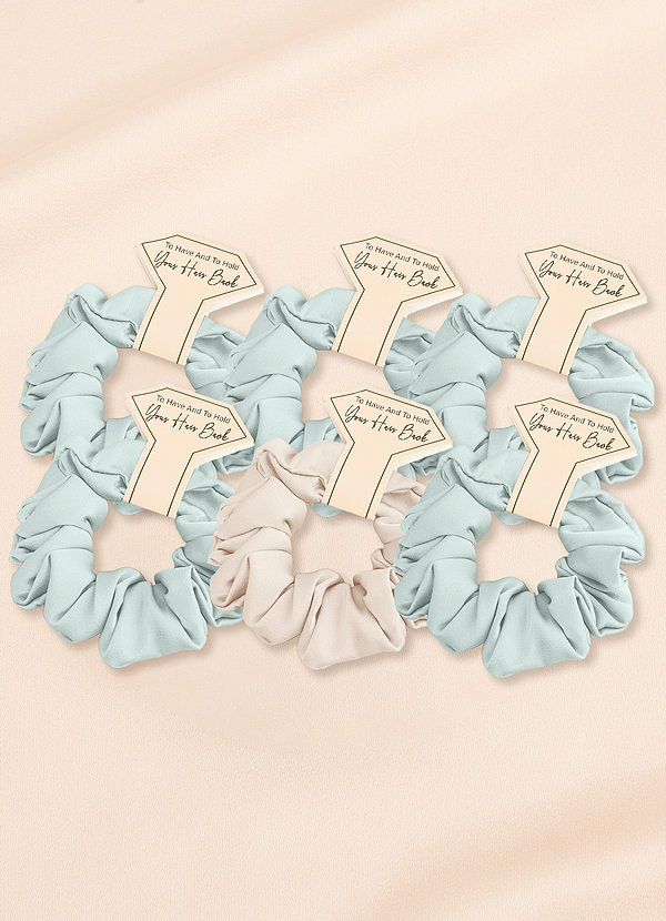 front Matching Color Six-Piece Mixed Color Bridesmaid Stretch Satin Regular Size Scrunchie Set