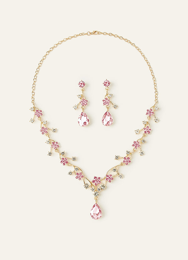 front Crystal Rhinestone Necklace and Earrings Set