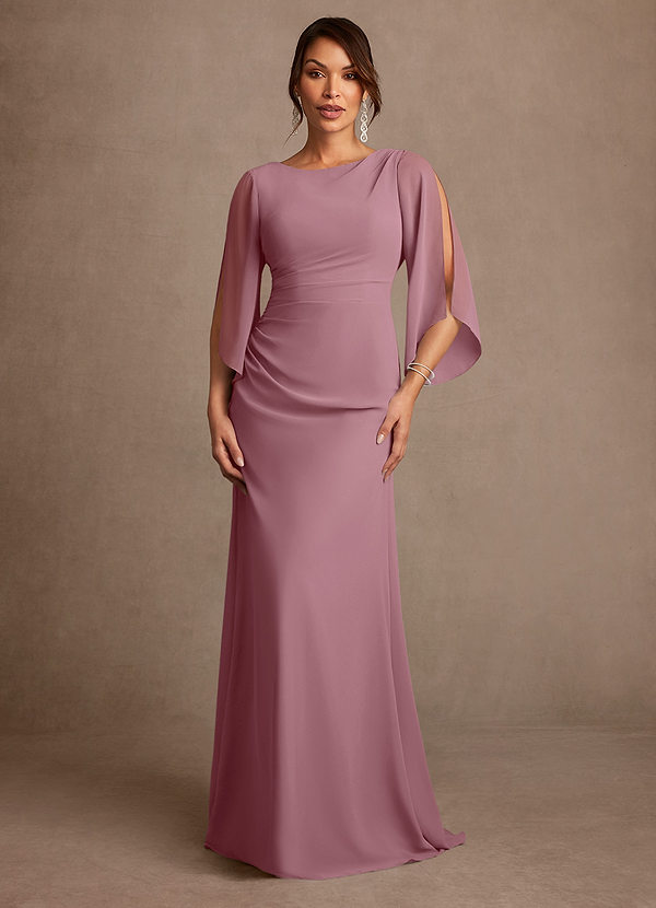 Azazie Anaheim Klänningar för brudmamma Klänning A-Line i Chiffong Plisserad Vintage Mauve image1