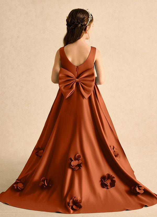 Charley Vestidos de arras Vestido Naranja Quemada de Satin Mate de Corte en A con Plisado image1