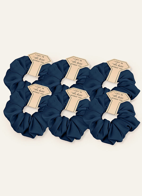 front Matching Color Six-Piece Bridesmaid Stretch Satin Over Size Scrunchie Set
