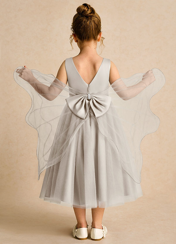 Azazie Pear Flower Girl Dresses Frost Ball-Gown Bow Tulle Dress image1
