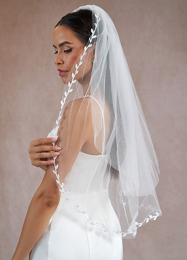 front Evie Leave Waist Length Veil