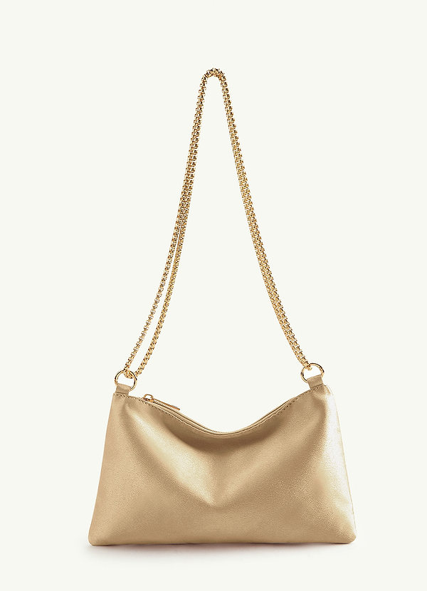 front Matching Color Metallic Satin Adjustable Shoulder Bag