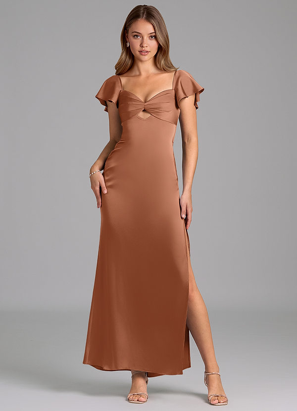 Azazie Demia Bridesmaid Dresses Bronzer Sheath Sweetheart Neckline Stretch Satin Dress image1