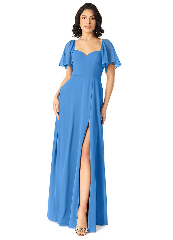 Azazie Chloe Bridesmaid Dresses Blue Jay A-Line Sweetheart Neckline Chiffon Dress image1