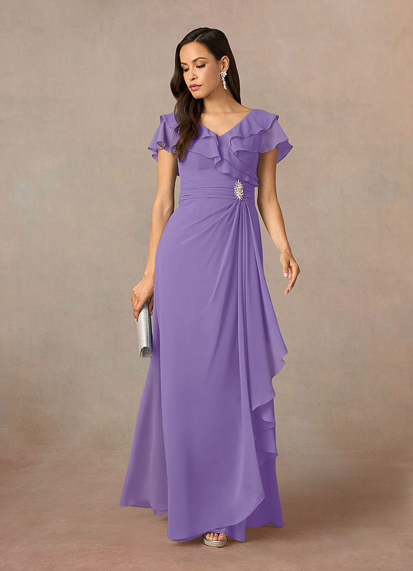 A-Line Ruched Chiffon Asymmetrical Dress Tahiti Plus Size
