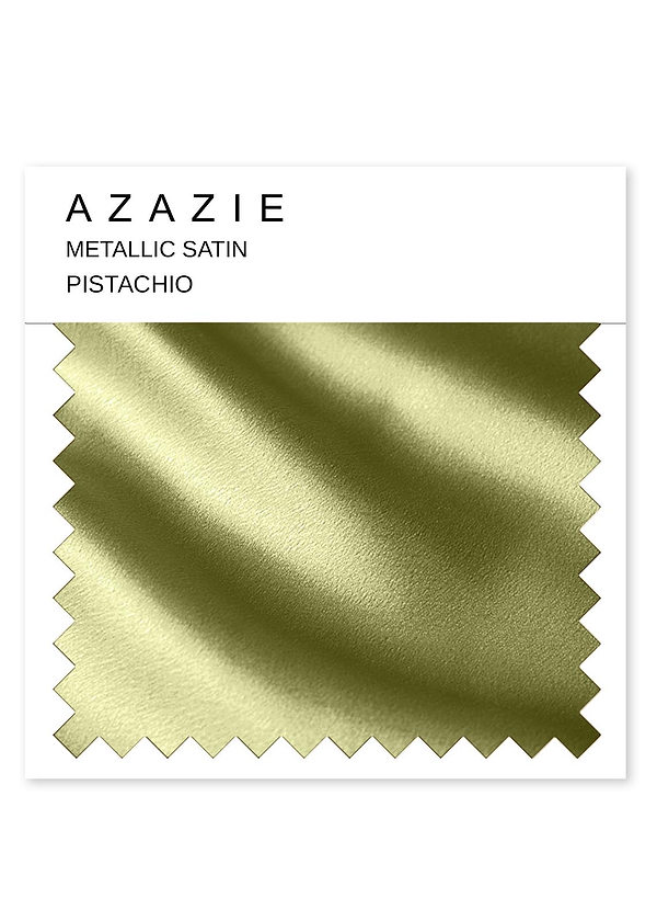 front Azazie Pistachio Metallic Satin Swatch