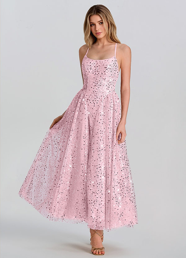 Sorelia Pink A-Line Sequins Midi Dress image1