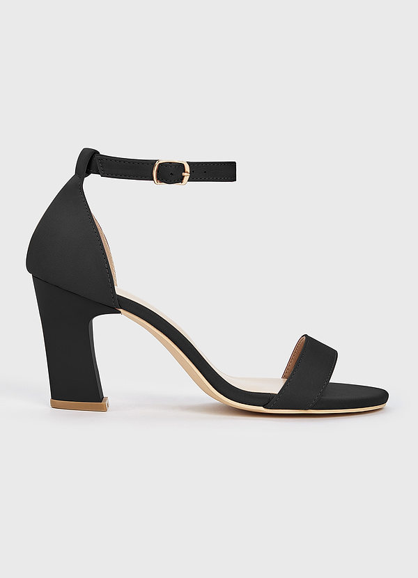 Black Sandals Chunky Heel Suede Elegant Splicing Buckle Strap main image 0