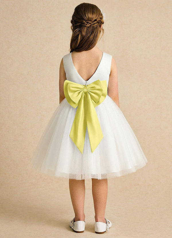 Azazie Sosie Flower Girl Dresses Ivory Canary A-Line Pleated Tulle Dress image1