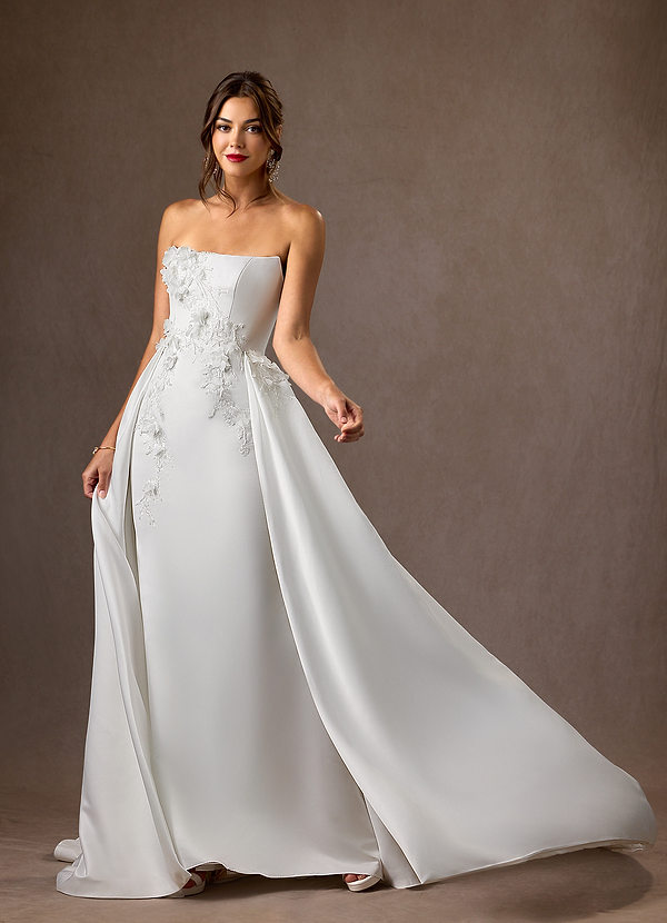 Azazie Sersi Wedding Dresses Diamond White Mermaid Strapless Matte Satin Dress image1