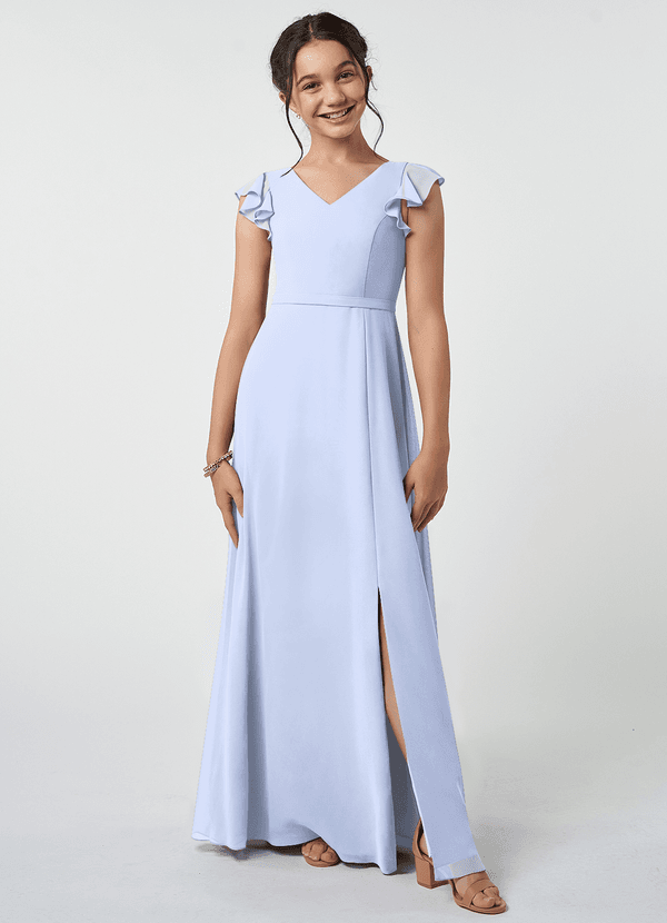 Azazie Claudine Junior Ice A-Line Pleated Chiffon Dress image1