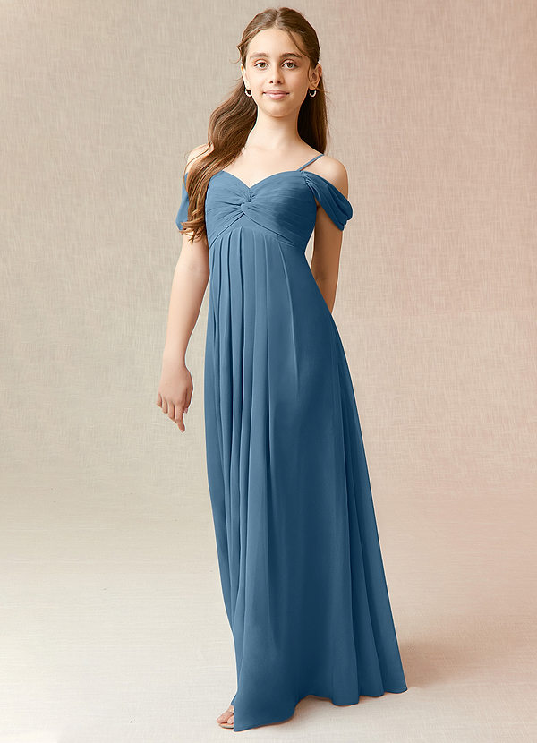 Vestidos De Dama De Honor Junior De Chiffón Asimétricos Azul tinta main image 1