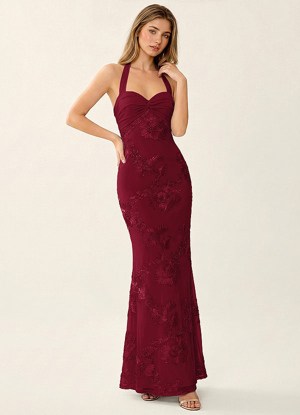 Priscilla Bourgondië 3D Bloemen Korset Zeemeermin Galajurk image1