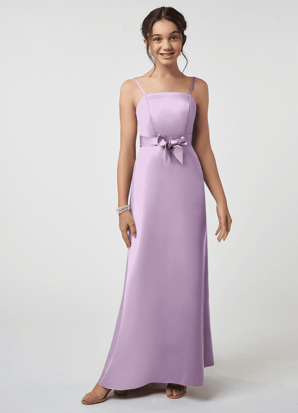 Azazie Anina Junior Robe Trapèze en Satin extensible Arc Frostiges Flieder image1