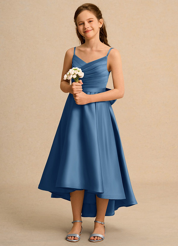 Azazie Sweets Junior Formal Klänningar för brudeflicka Klä A-Line i Matt satäng Plisserad image1