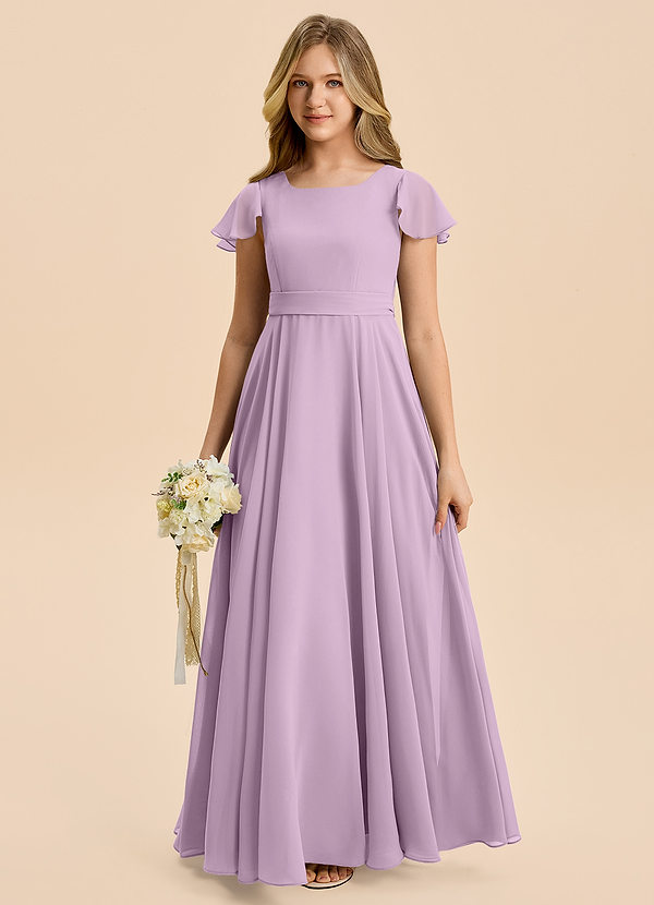 Azazie Cady Junior Wisteria A-Line Pleated Chiffon Dress image1