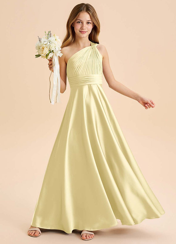 Azazie Charlize Junior Klä av A-Line i Stretch Satin Plisserad image1