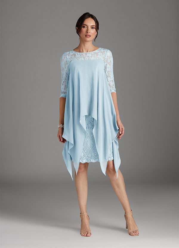 Azazie Flo Mother of the Brides Dresses Sky Blue A-Line Lace Chiffon Dress image1