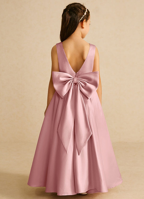 Azazie Pipsy Abiti da Damigella Bambina Abito A-Line in Raso Opaco Fiocco Rosa Polverosa image1