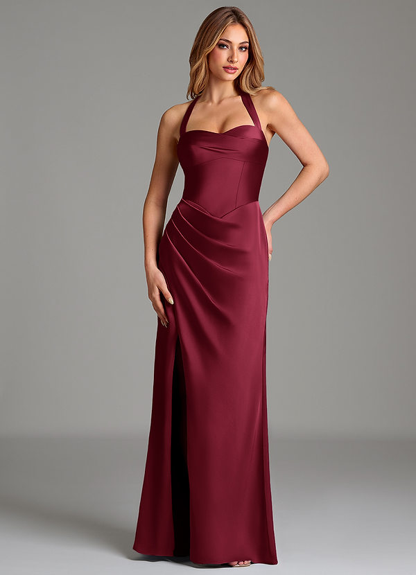 Azazie Serenity Bridesmaid Dresses Burgundy Mermaid Sweetheart Neckline Stretch Satin Dress image1
