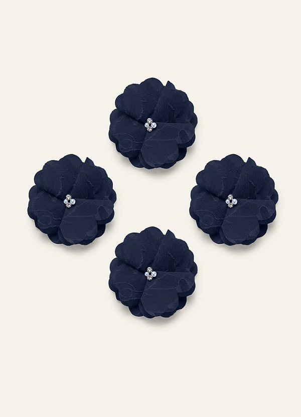 front Four-Piece Matching Color Floral Burnout Hair Clip Set