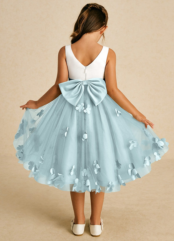 Azazie Sprout Flower Girl Dresses Vestir Névoa de Tule de Linha A com Arco image1