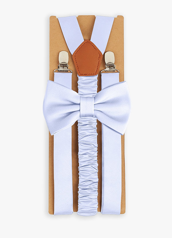 front Passendes Set aus Fliege und Hosenträgern aus mattem Satin