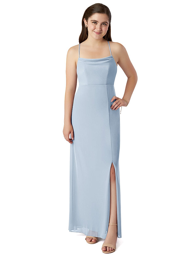 Azazie Emerald A-Line Bow Mesh Floor-Length Dress image1