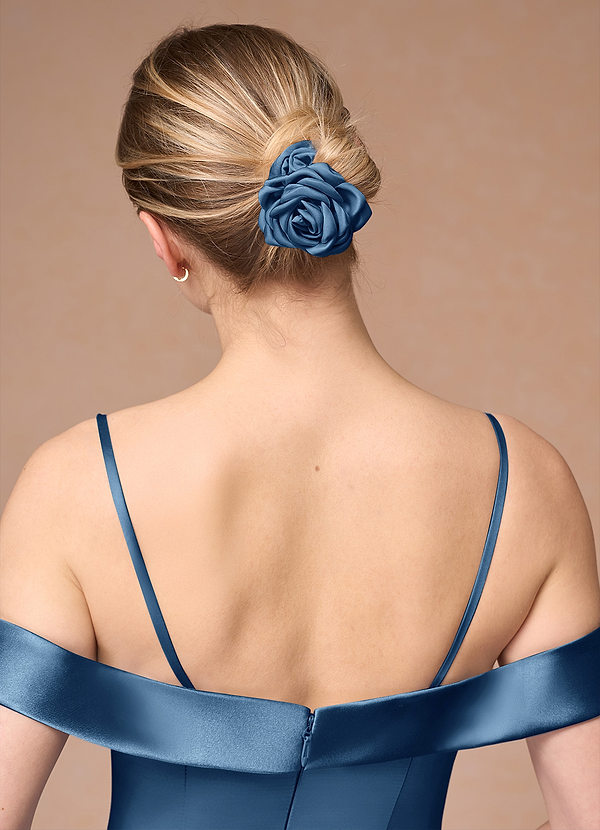 front Matching Color Matte Satin Rose Scrunchie Set